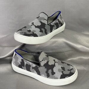 Rothy’s Kids 13 Sneakers Loafers Gray Camo Slip On Shoes Comfort Washable Soft